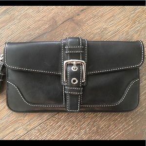 Black Leather Coach Wristlet